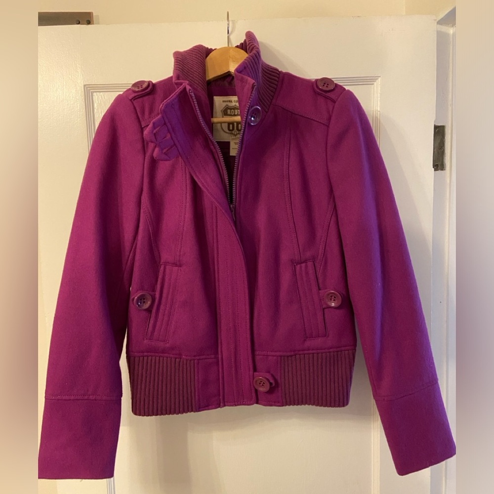 Purple Wool Blend Bomber Jacket